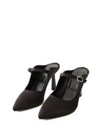 Women Black Mules with Buckle Detail