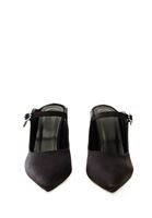 Women Black Mules with Buckle Detail