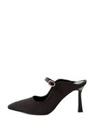 Women Black Mules with Buckle Detail