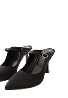 Women Black Mules with Buckle Detail