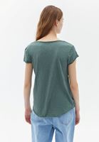 Women Green V-Neck Loose Fit Tshirt