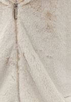 Women Beige Crop Jacket with Fur Detail