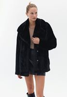 Bayan Siyah Kürklü Oversize Mont