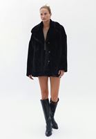 Bayan Siyah Kürklü Oversize Mont