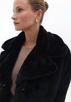 Bayan Siyah Kürklü Oversize Mont