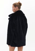 Bayan Siyah Kürklü Oversize Mont