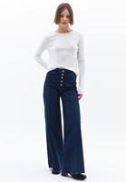 Women Blue High Rise Wide Leg Pants