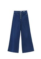 Women Blue High Rise Wide Leg Pants