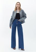 Women Blue High Rise Wide Leg Pants