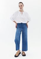 Women Blue Ultra High Rise Culotte Denim Pants