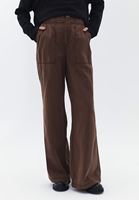 Bayan Kahverengi Orta Bel Wide-Leg Pantolon ( TENCEL™ )