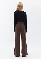 Bayan Kahverengi Orta Bel Wide-Leg Pantolon ( TENCEL™ )
