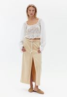 Women Beige Ultra High Rise Maxi Skirt