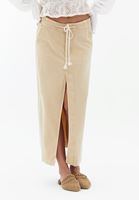 Women Beige Ultra High Rise Maxi Skirt