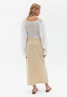 Women Beige Ultra High Rise Maxi Skirt