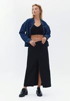 Women Black Ultra High Rise Maxi Skirt