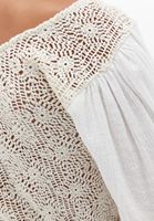 Women Beige Crochet Crop Blouse