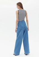 Bayan Mavi Ultra Yüksek Bel Wide-Leg Denim Pantolon