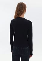 Women Black Tshirt with Button Detail