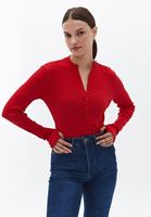 Women Red Tshirt with Button Detail