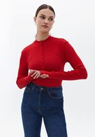 Women Red Tshirt with Button Detail