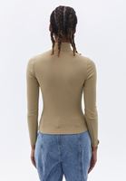 Women Beige Cotton Tshirt with Zipper Detail