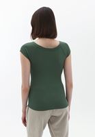 Women Khaki Cotton Boat Neck Tshirt