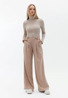 Women Beige Turtleneck Knitwear Sweater