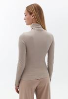 Women Beige Turtleneck Knitwear Sweater