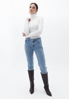 Women Cream Turtleneck Knitwear Sweater