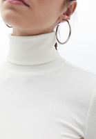 Women Cream Turtleneck Knitwear Sweater