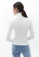 Women Cream Turtleneck Knitwear Sweater