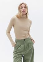 Bayan Bej Uzun Kollu Roll Neck