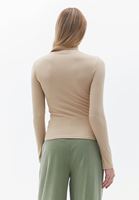 Bayan Bej Uzun Kollu Roll Neck