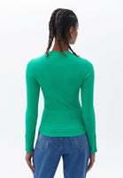 Women Green Cotton Tshirt with Long Sleeves