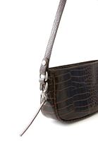 Women Brown Crocodile Texture Shoulder Bag 