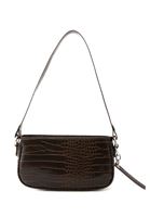 Women Brown Crocodile Texture Shoulder Bag 