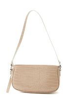 Women Beige Crocodile Texture Shoulder Bag 