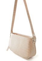 Women Beige Crocodile Texture Shoulder Bag 