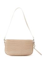 Women Beige Crocodile Texture Shoulder Bag 