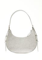 Women Silver Hobo Bag with Buckle Detail