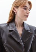 Women Brown Vegan Leather Oversize Jacket