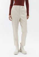 Women Beige High Rise Vegan Leather Baggy Fit Pants