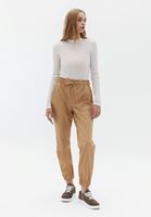 Women Brown High Rise Vegan Leather Jogger Pants