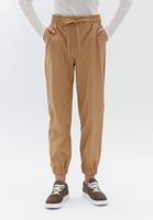 Women Brown High Rise Vegan Leather Jogger Pants