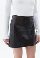 Women Brown Vegan Leather Mini Skirt