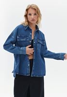 Women Blue Oversize Denim Shirt