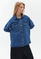 Women Blue Oversize Denim Shirt