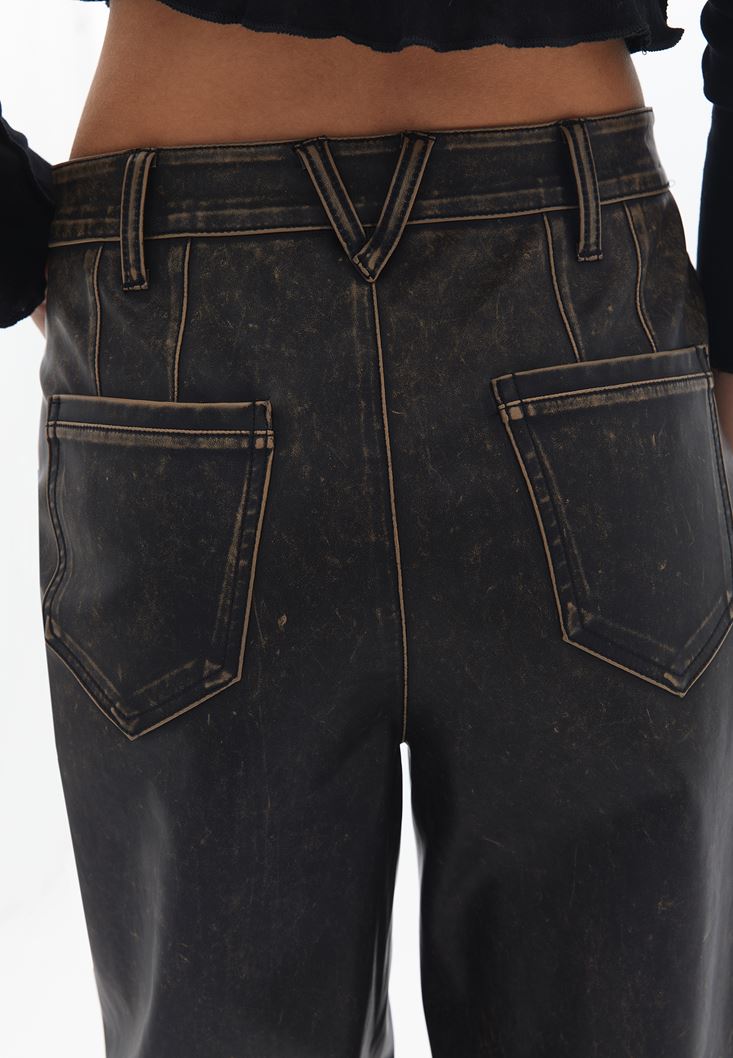Women Brown High Rise Straight Fit Pants