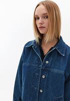 Women Blue Denim Jacket with Vegan Fur Detail